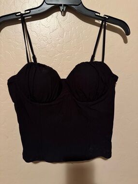 Black Crop Bustier Tank Top - Women